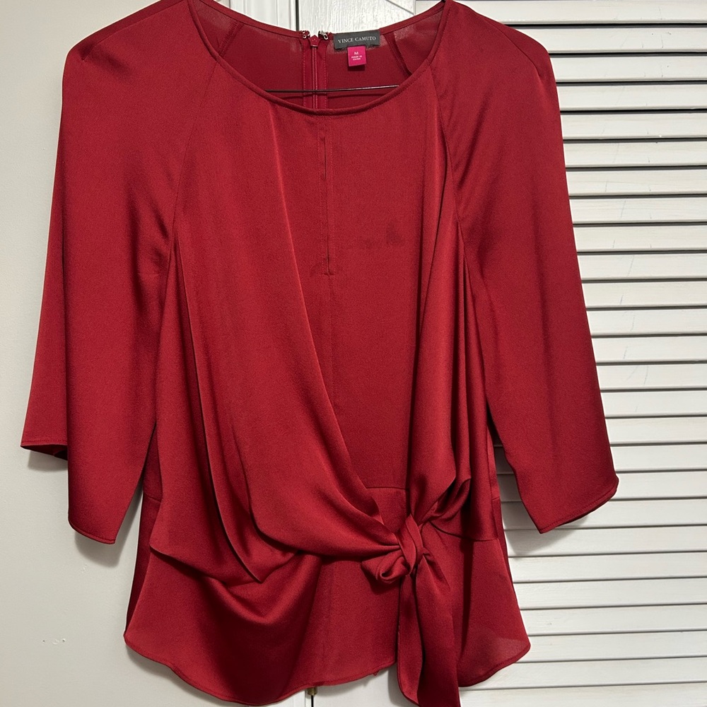 Vince Camuto Red Wrap Blouse with 3/4 Sleeves